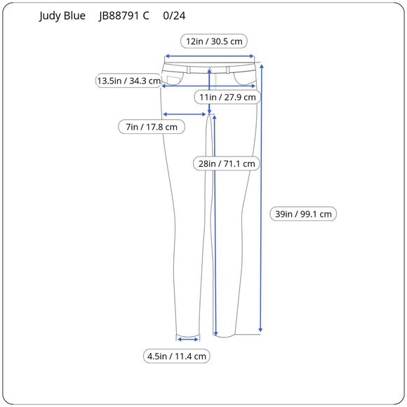 Judy Blue Tummy Control JB88791 C Skinny Jeans Navy Blue Stretch, Sz 0/24 - Picture 8 of 8